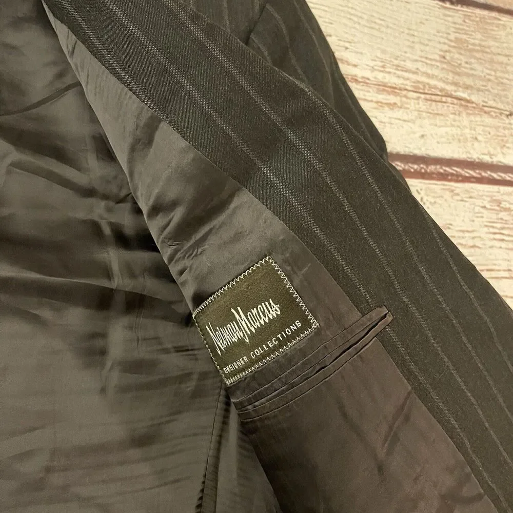 Armani Collezioni Sport Coat 44L Flannel Wool Charcoal‎ Dark Gray 2-Button Italy
